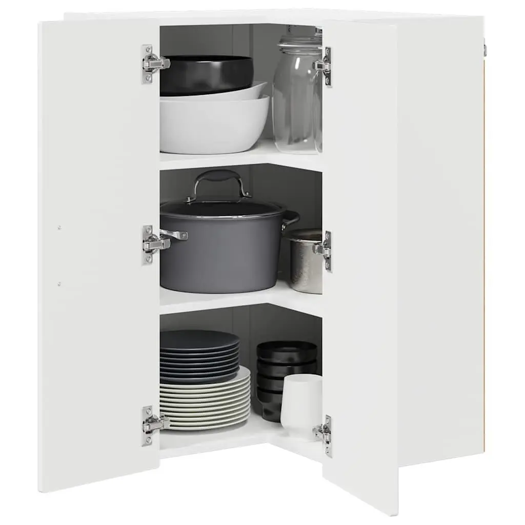 Wall Corner Cabinet High Gloss White 57 x 57 x 80 cm