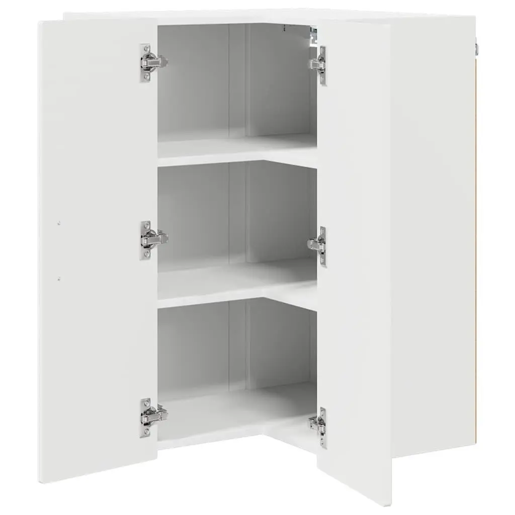 Wall Corner Cabinet High Gloss White 57 x 57 x 80 cm