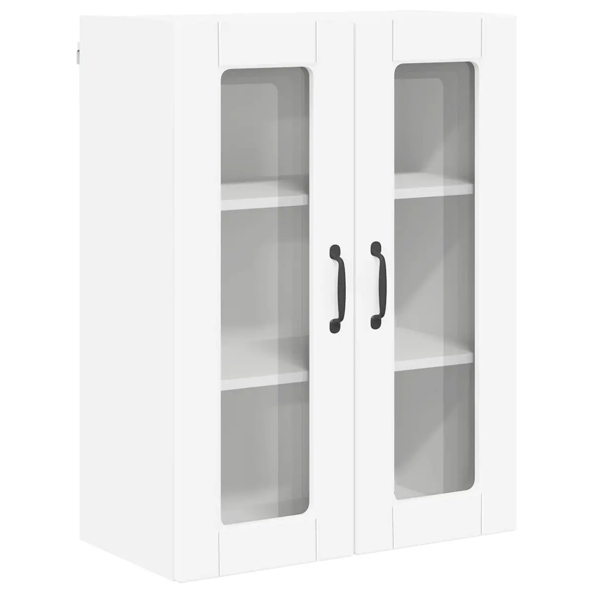 Wall Mounted Kitchen Storage Cabinet Engineered Wood White Glass 60x31x80cm