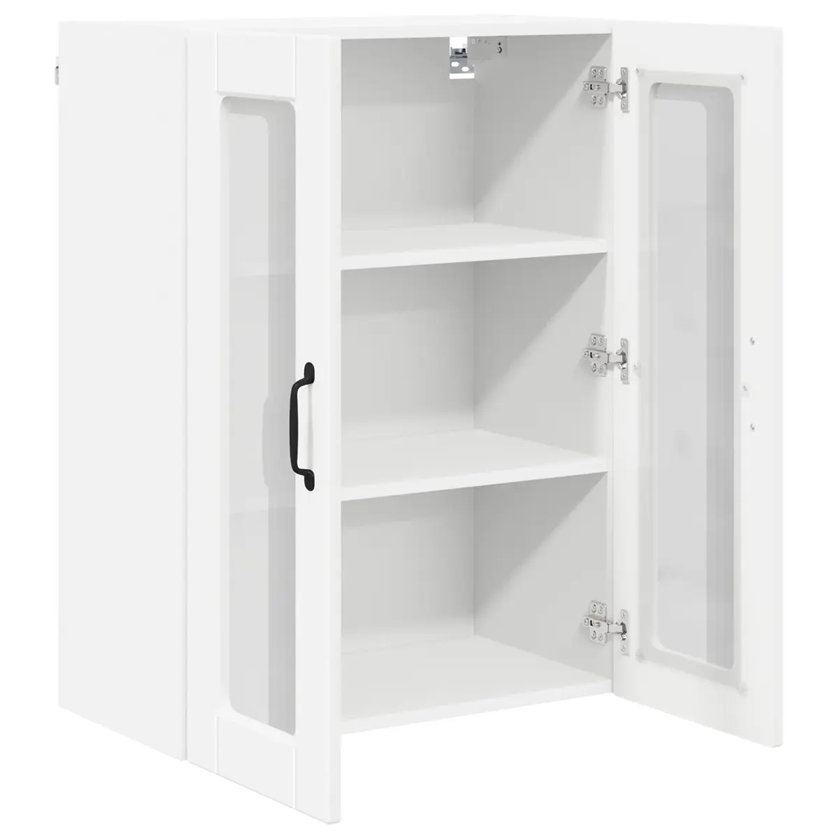 Wall Mounted Kitchen Storage Cabinet Engineered Wood White Glass 60x31x80cm