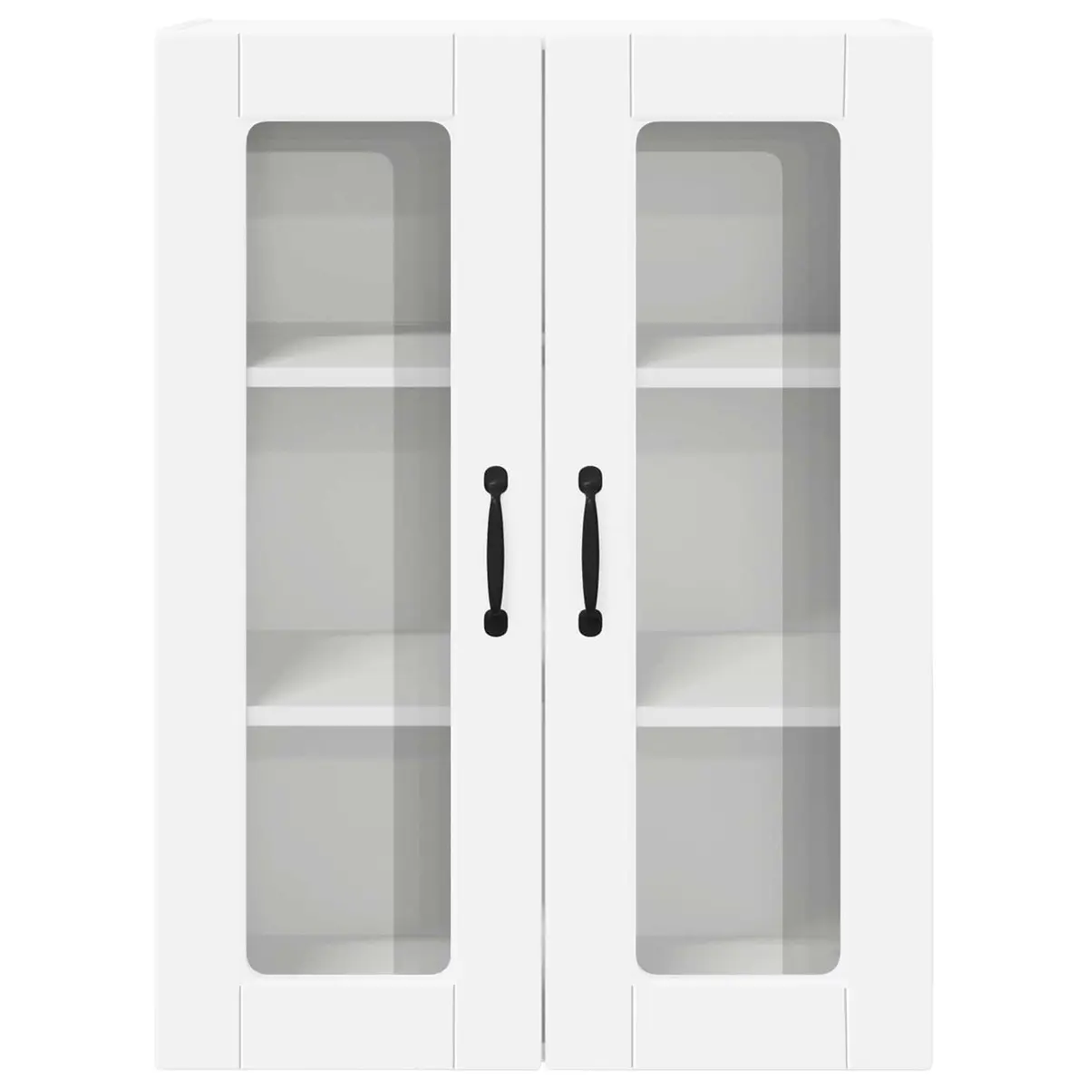 Wall Mounted Kitchen Storage Cabinet Engineered Wood White Glass 60x31x80cm