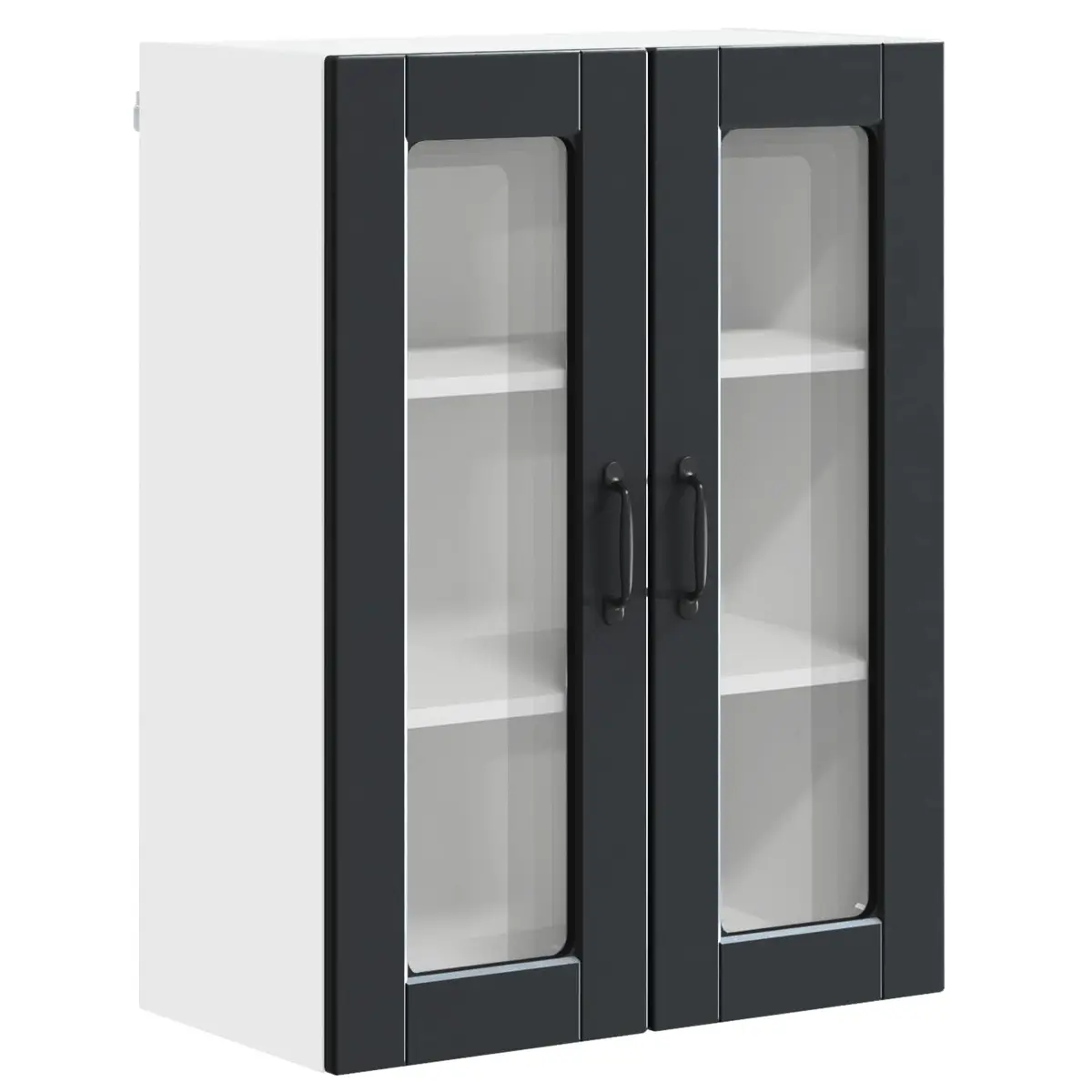 Wall Glass Cabinet Black Engineered Wood 60x31x80cm