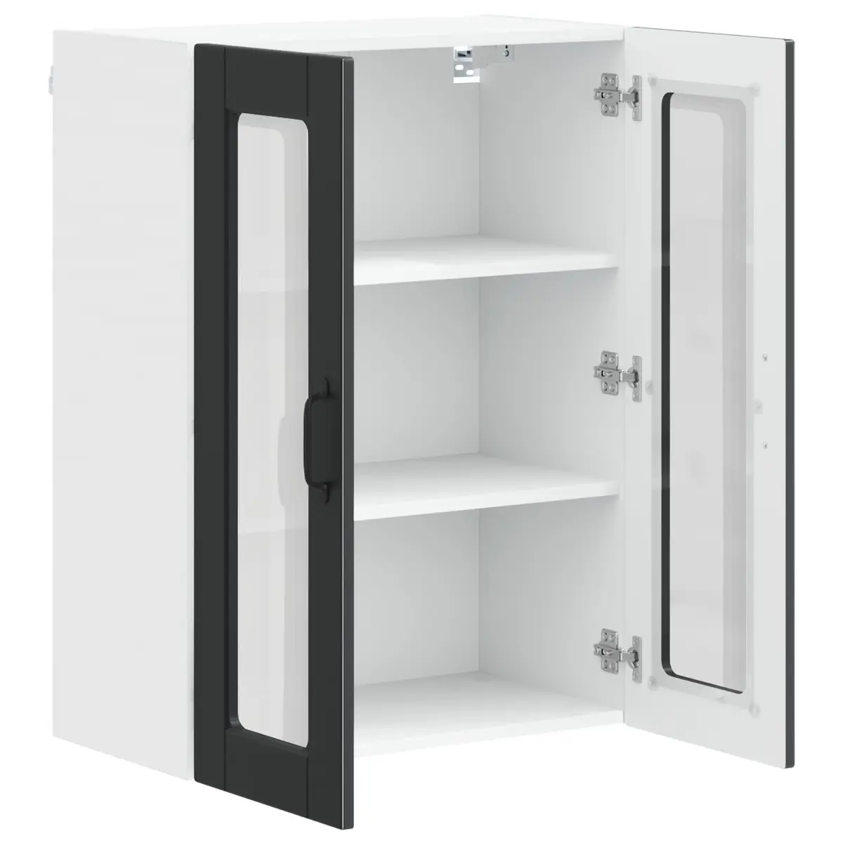Wall Glass Cabinet Black Engineered Wood 60x31x80cm