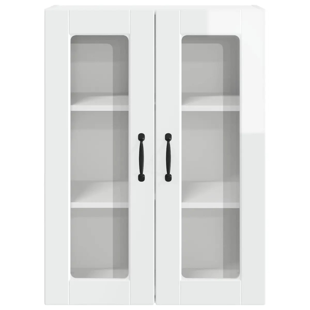 Wall Mounted Kitchen Cabinet High Gloss White Storage Shelves Compartments