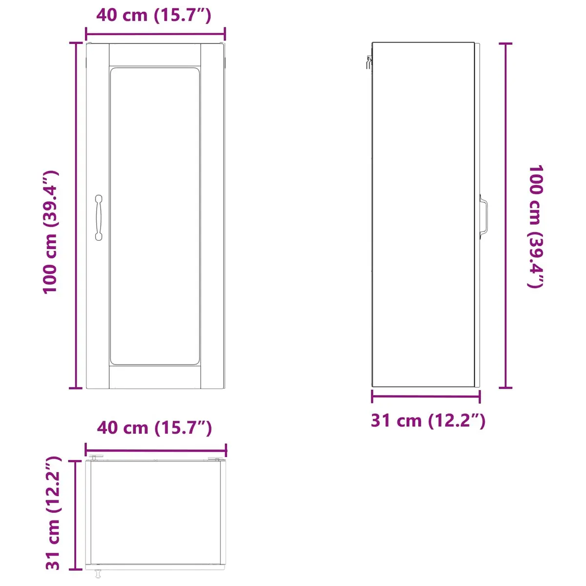Wall-Mounted Kitchen Cabinet White Engineered Wood 40x31x100cm