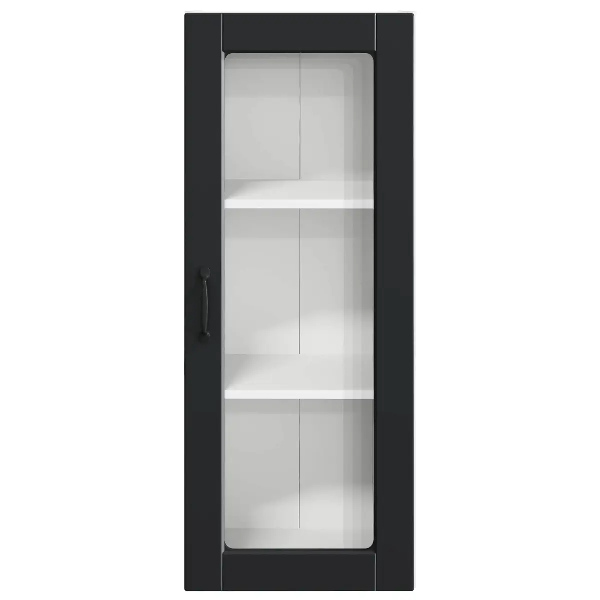Wall Glass Cabinet Black Wall-mounted Engineered Wood 40x31x100cm