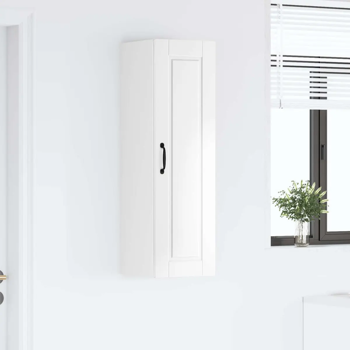 Wall Cabinet Kitchen Storage High Gloss White Engineered Wood Shelves