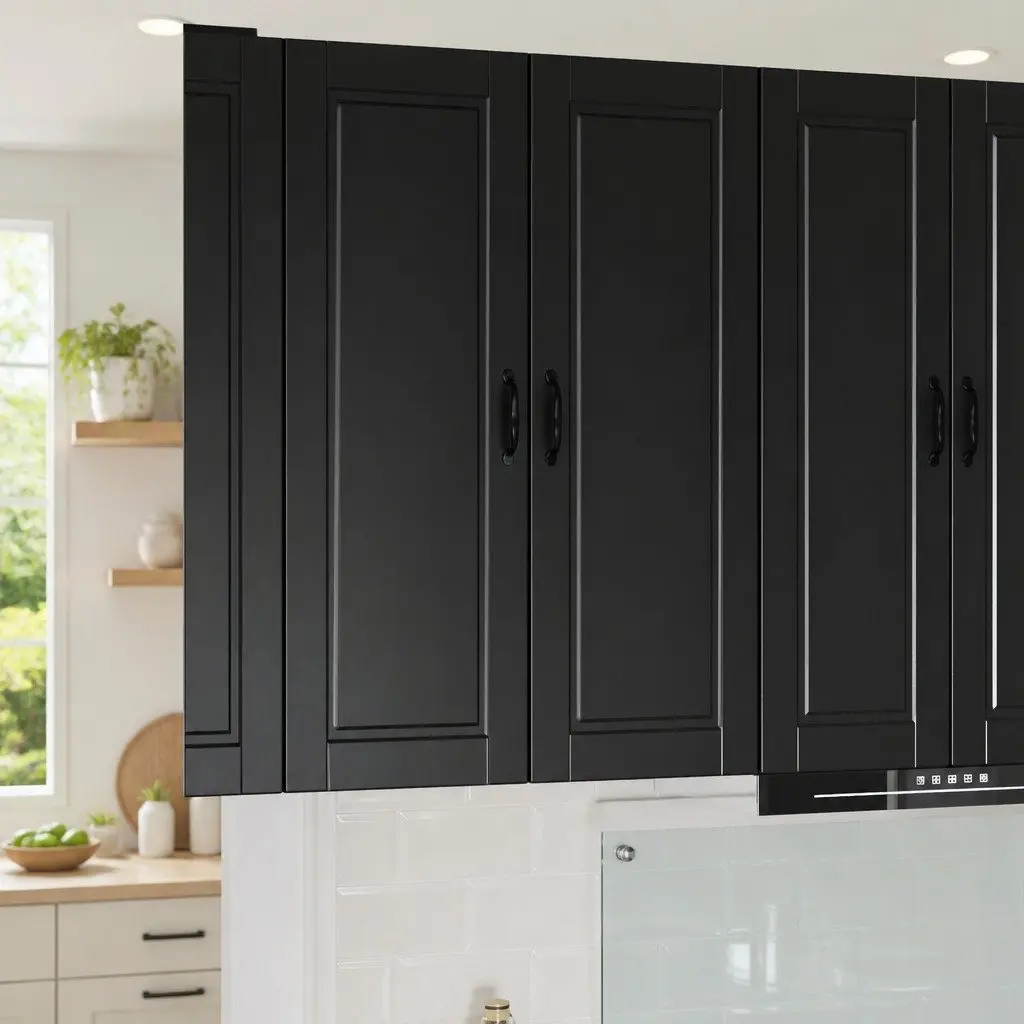 Wall Cabinet Kitchen Storage Cupboard Black 40 x 31 x 100 cm Wall Mounted