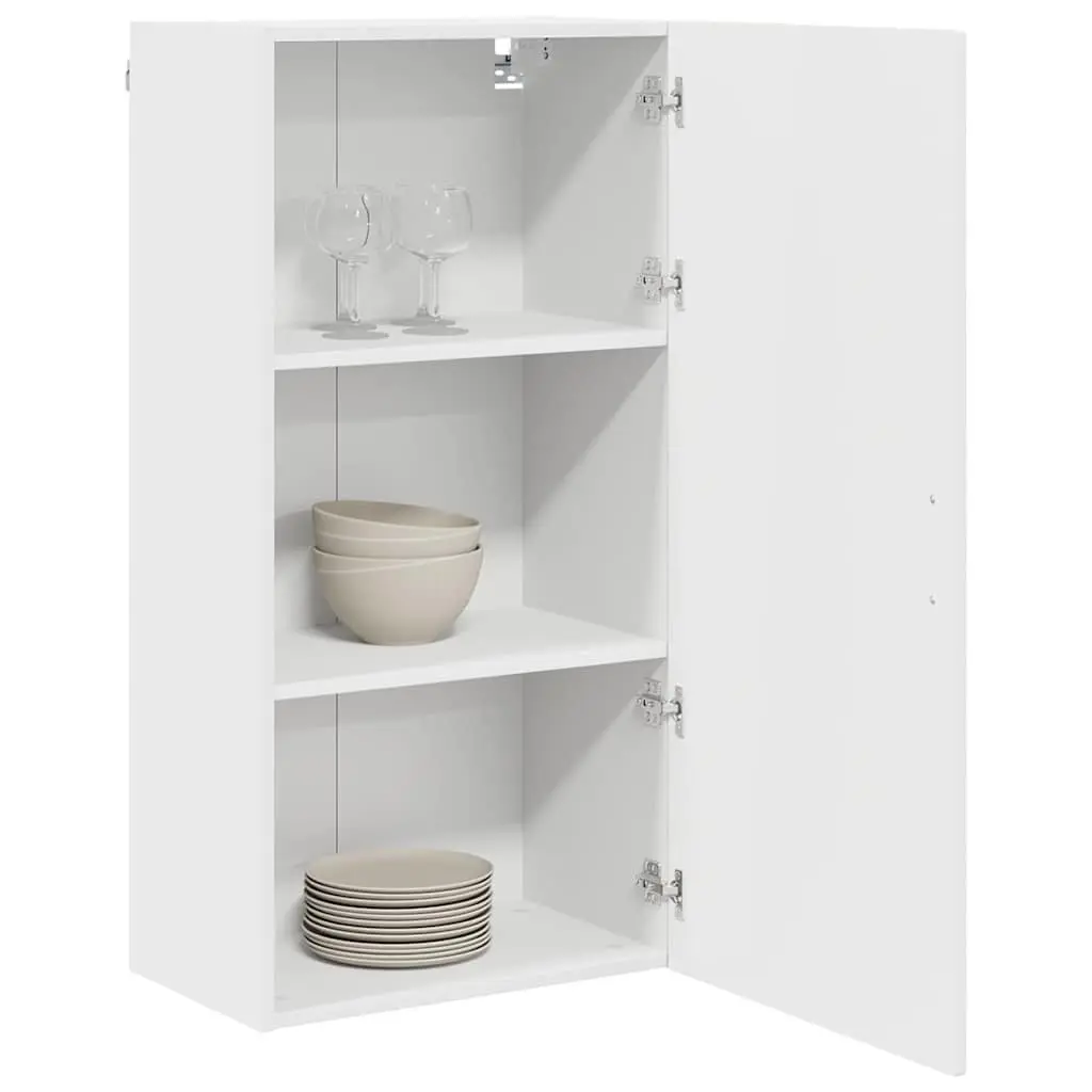 Wall Cabinet Kitchen Storage White Wall-mounted 50x31x100cm Engineered Wood Shelves Organiser