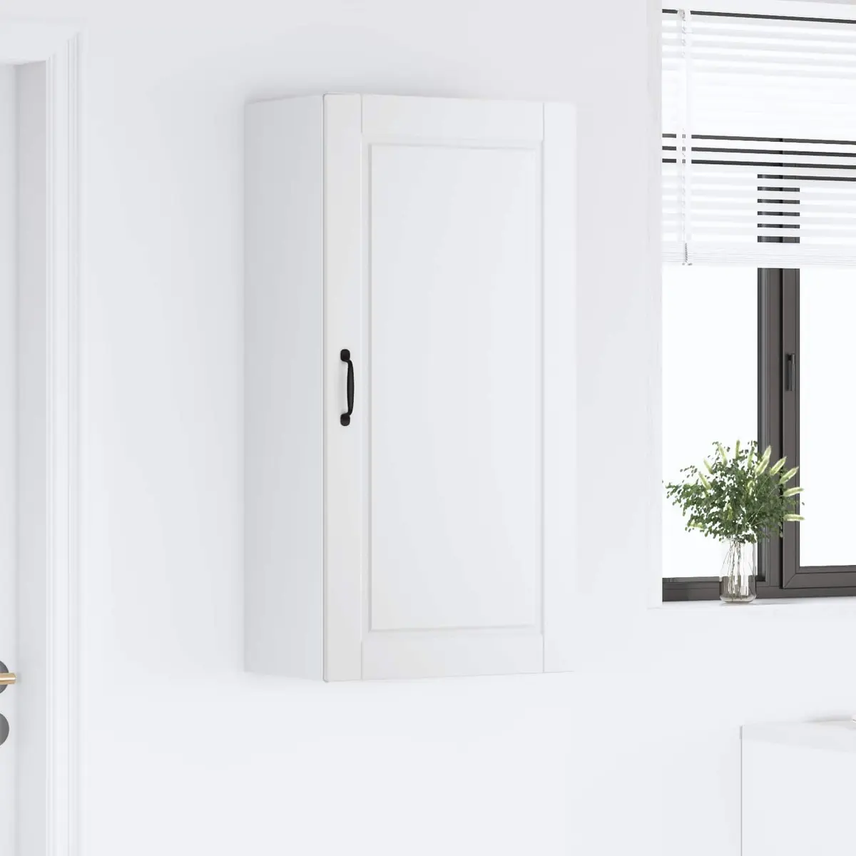 Wall Cabinet Kitchen Storage White Wall-mounted 50x31x100cm Engineered Wood Shelves Organiser