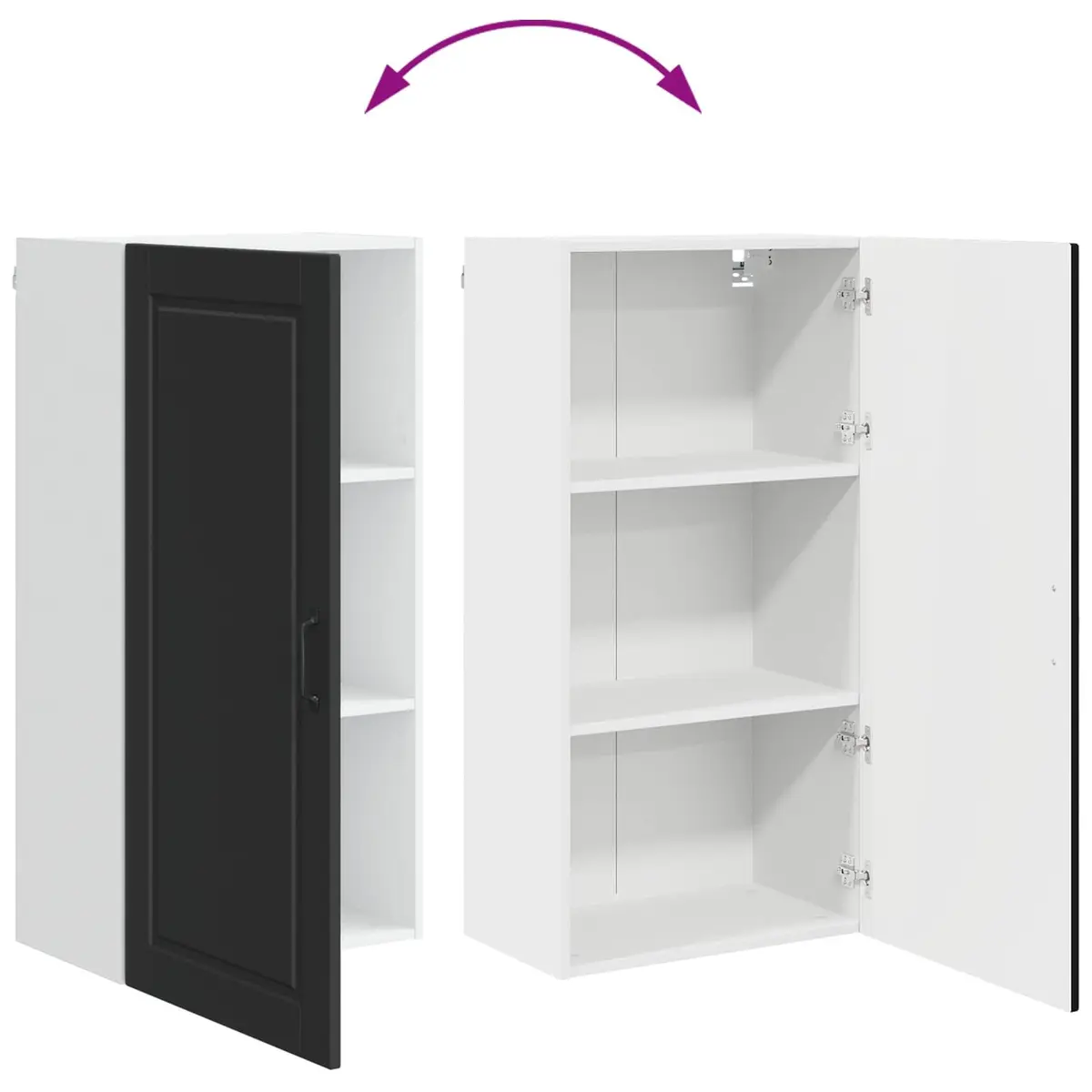 Wall Cabinet Black 50 x 31 x 100 cm Kitchen Storage Cupboard Wall Mounted