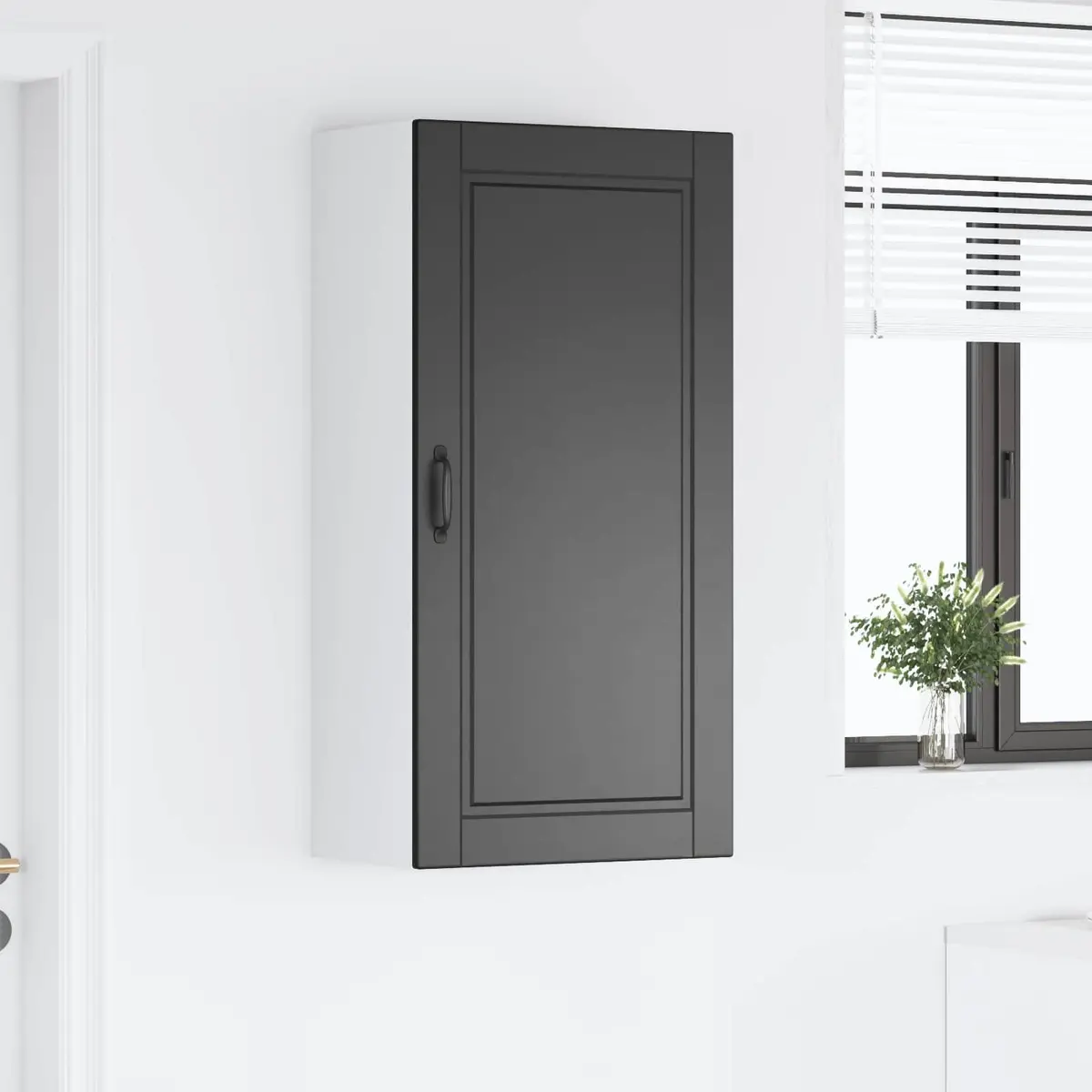 Wall Cabinet Black 50 x 31 x 100 cm Kitchen Storage Cupboard Wall Mounted