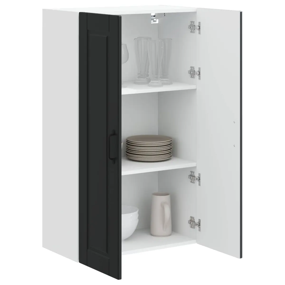 Wall Cabinet Kitchen Storage Black Engineered Wood Wall Mounted 60 x 31 x 100 cm