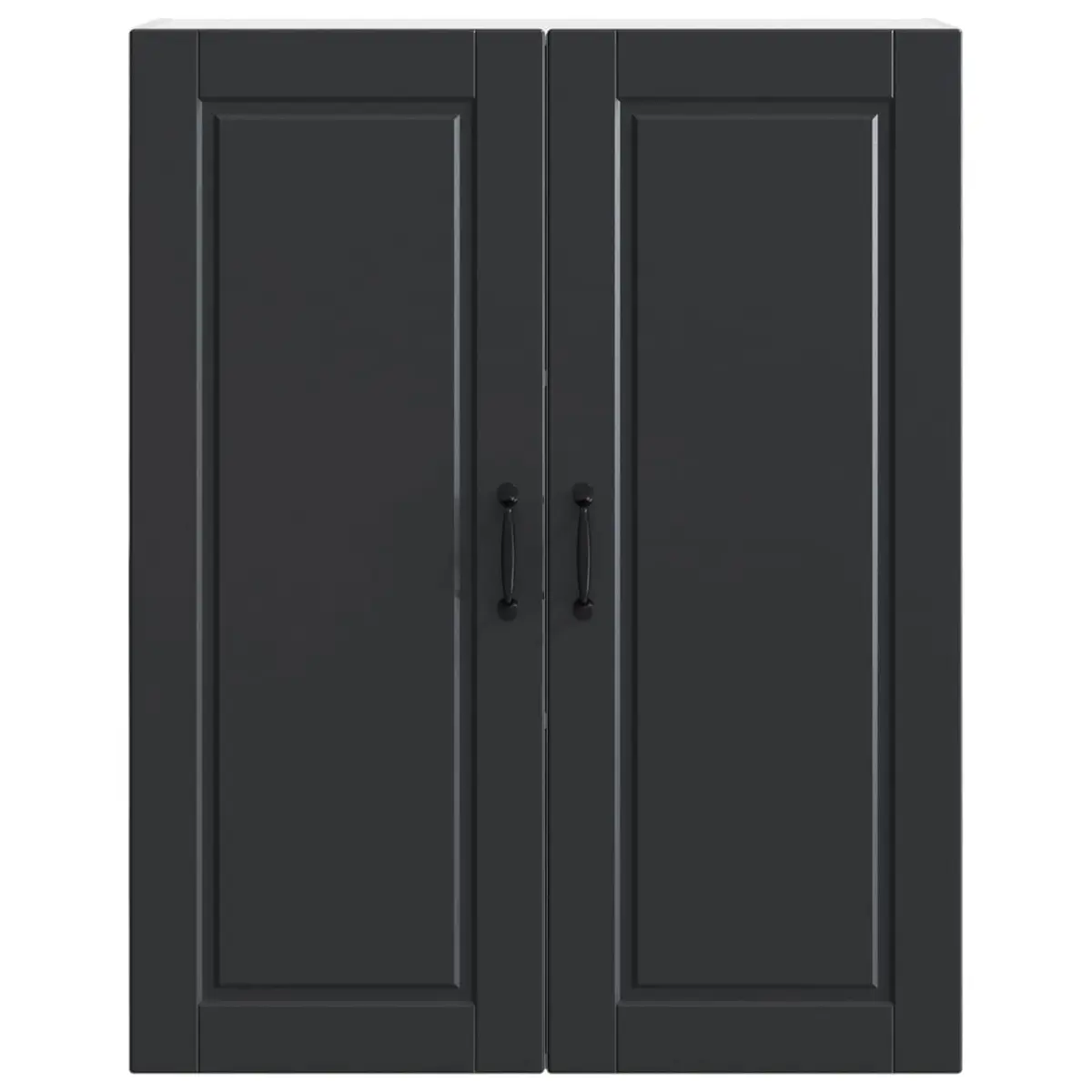 Wall Cabinet Kitchen Storage Black Engineered Wood Shelves Compartments