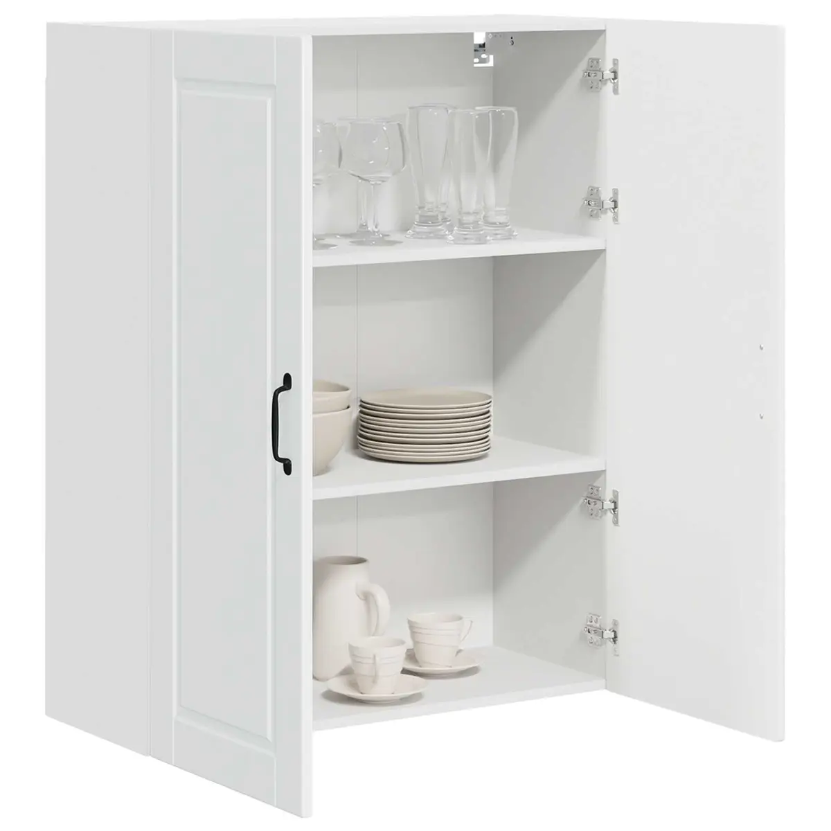 Wall Cabinet Modern High Gloss White Engineered Wood Wall-Mounted 80 x 31 x 100 cm