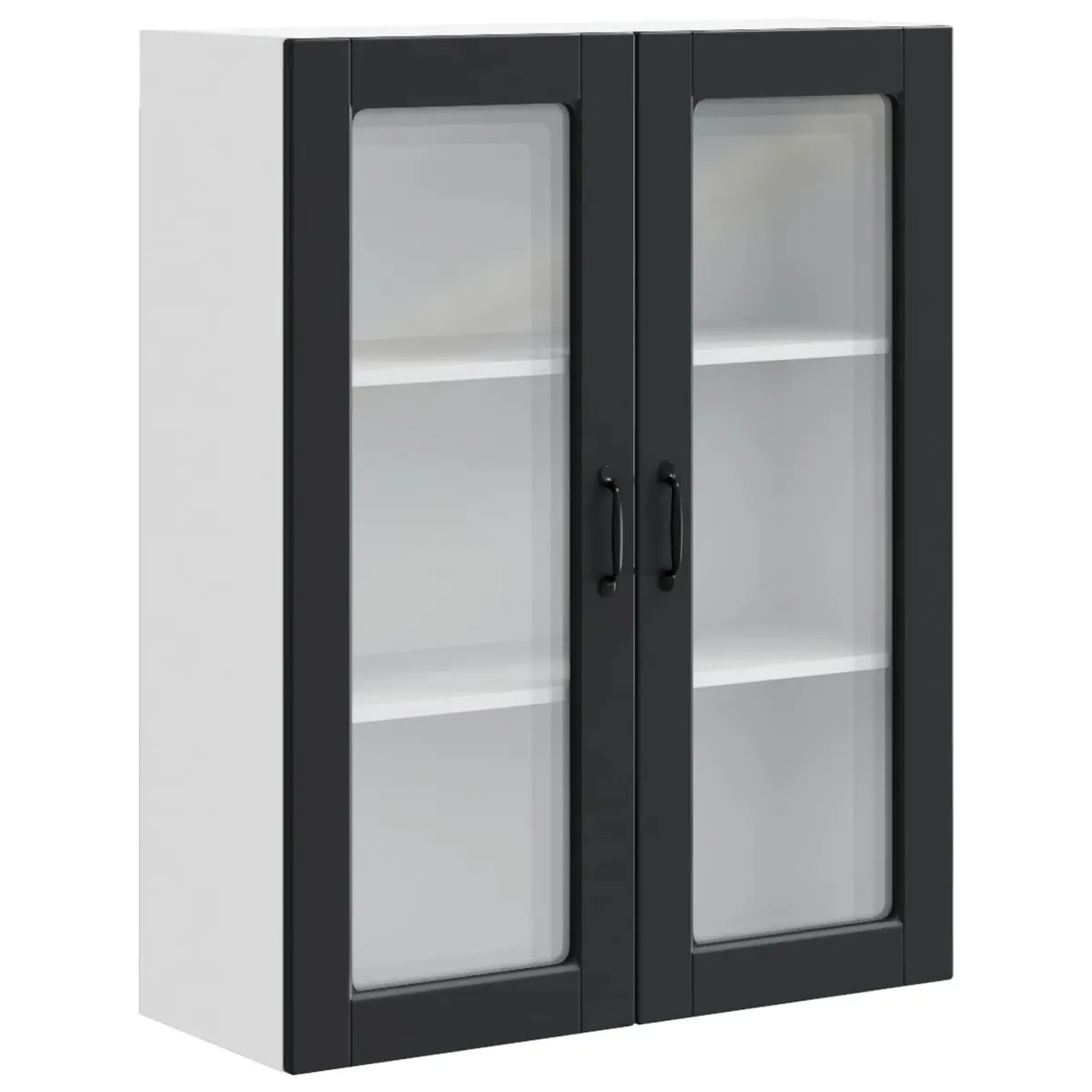 Wall Glass Cabinet Kitchen Storage Black 80x31x100cm Engineered Wood