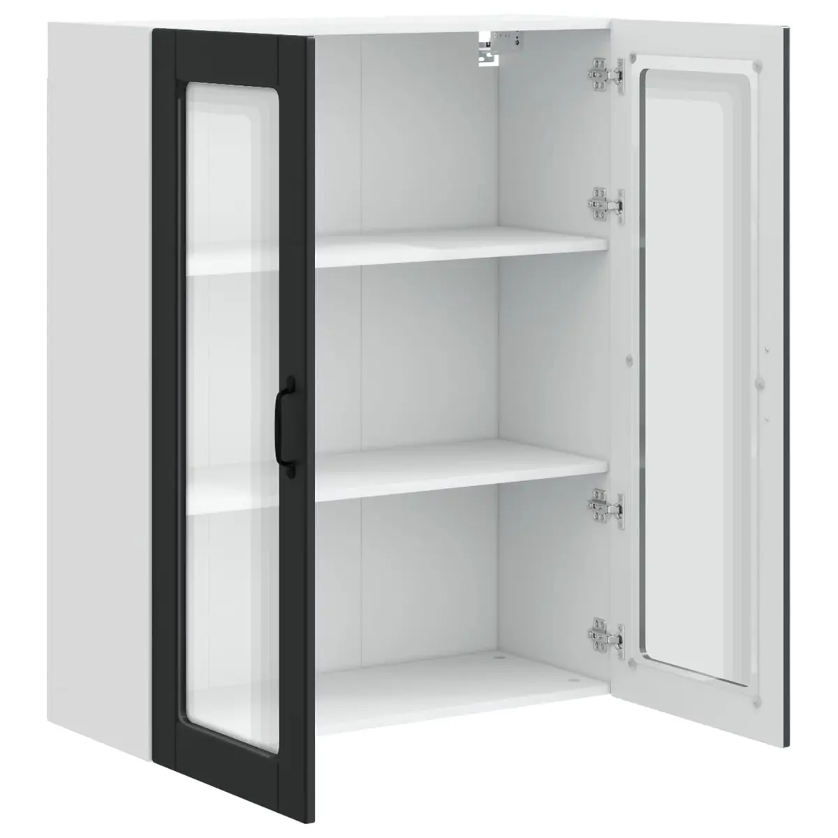 Wall Glass Cabinet Kitchen Storage Black 80x31x100cm Engineered Wood
