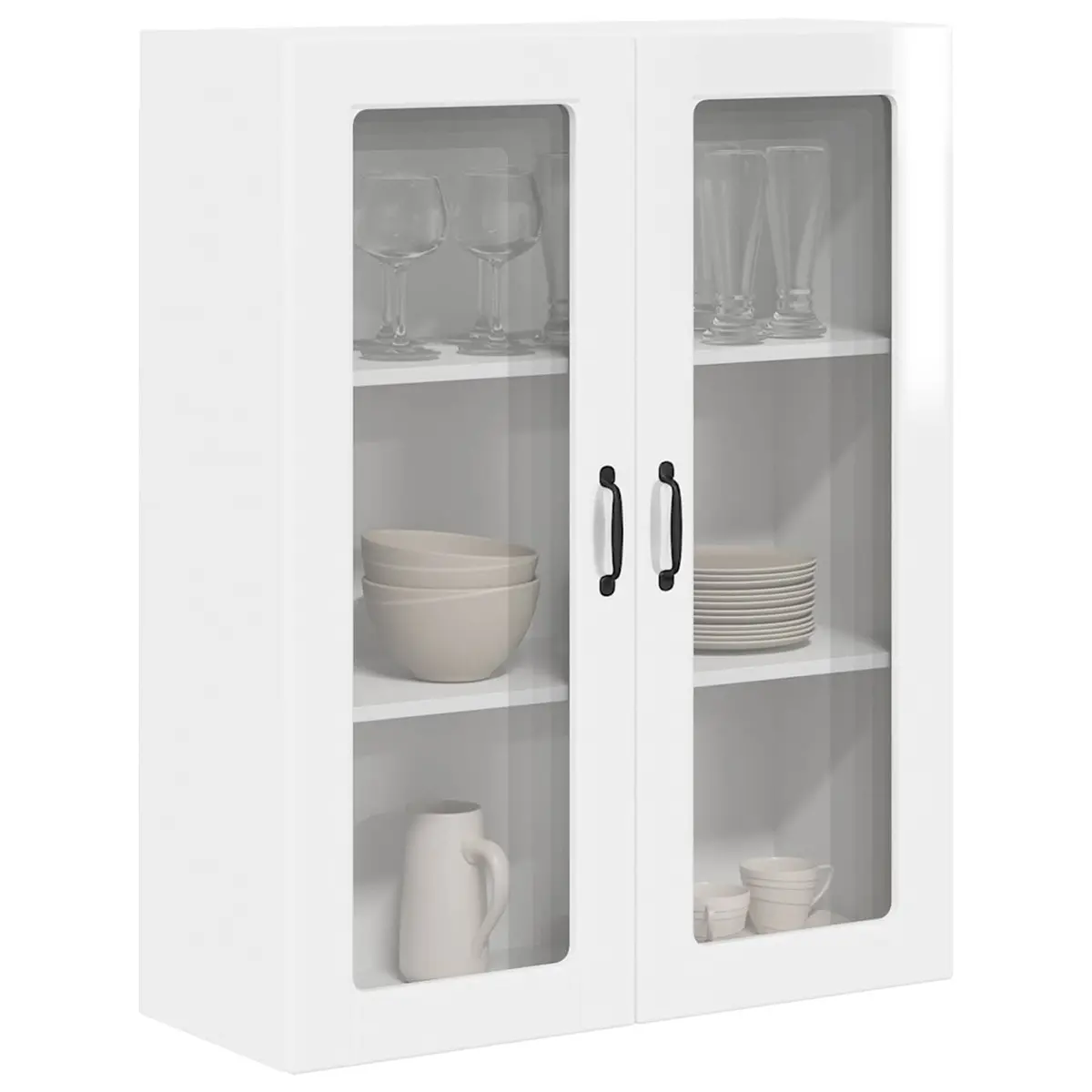 Wall Mounted Kitchen Cabinet High Gloss White Modern Furniture 80x31x100 cm