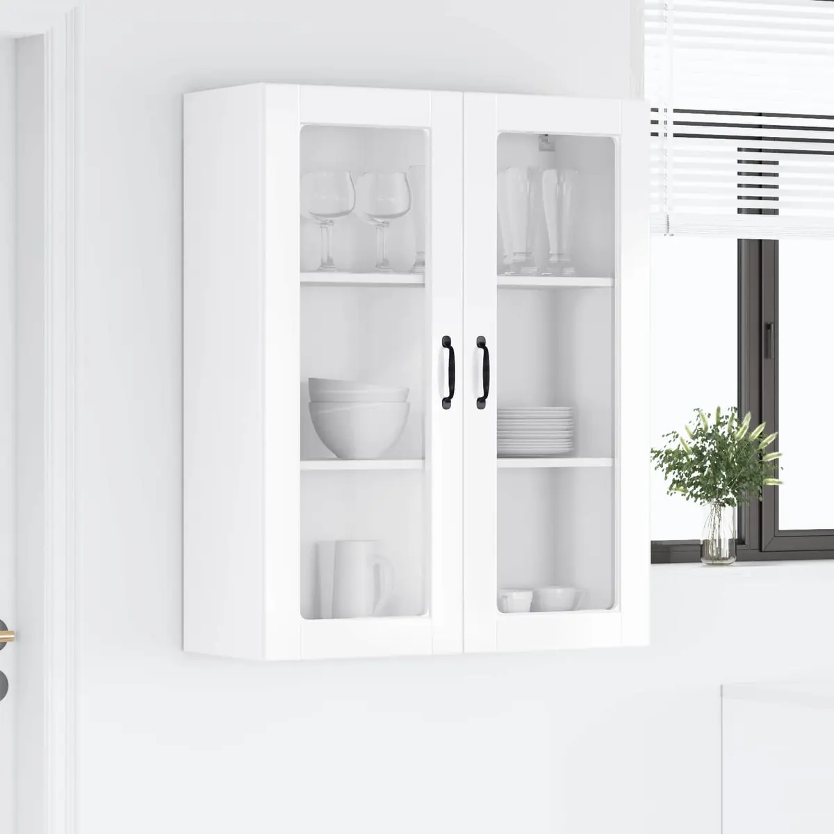 Wall Mounted Kitchen Cabinet High Gloss White Modern Furniture 80x31x100 cm