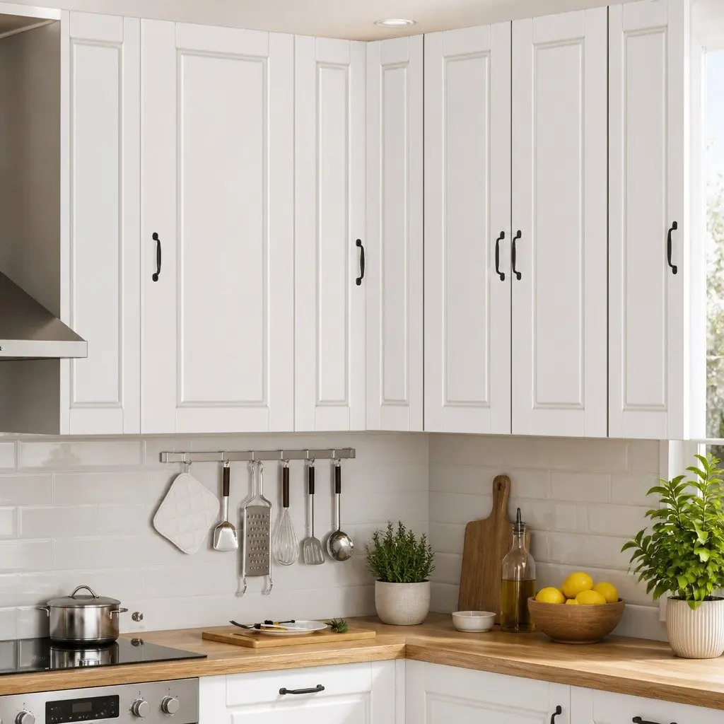 White Wall Corner Kitchen Cabinet 57x57x100cm Storage Unit Shelf Organiser
