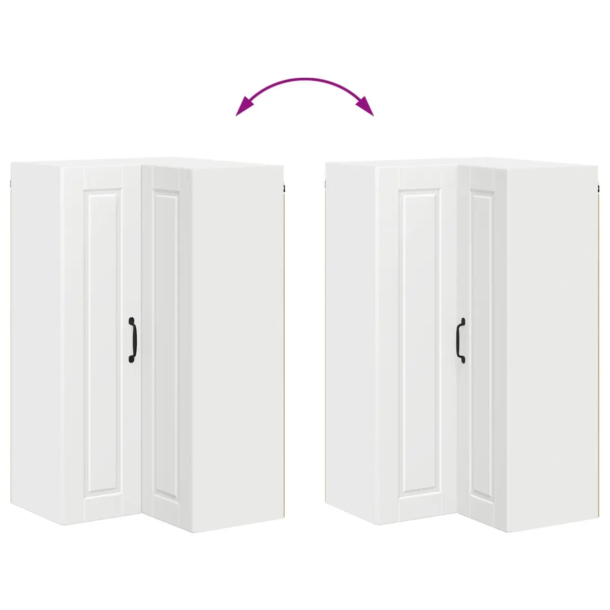 White Wall Corner Kitchen Cabinet 57x57x100cm Storage Unit Shelf Organiser