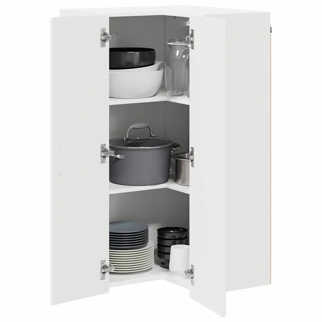 White Wall Corner Kitchen Cabinet 57x57x100cm Storage Unit Shelf Organiser