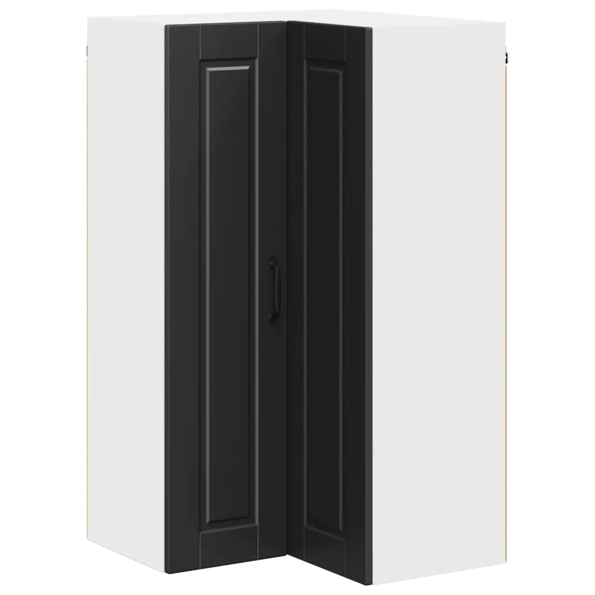 Black Wall-Mounted Corner Kitchen Cabinet with Storage Compartments 57x57x100cm