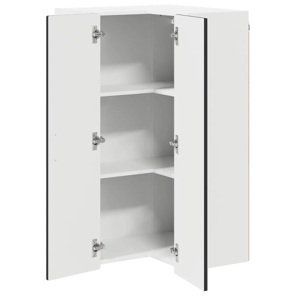 Black Wall-Mounted Corner Kitchen Cabinet with Storage Compartments 57x57x100cm