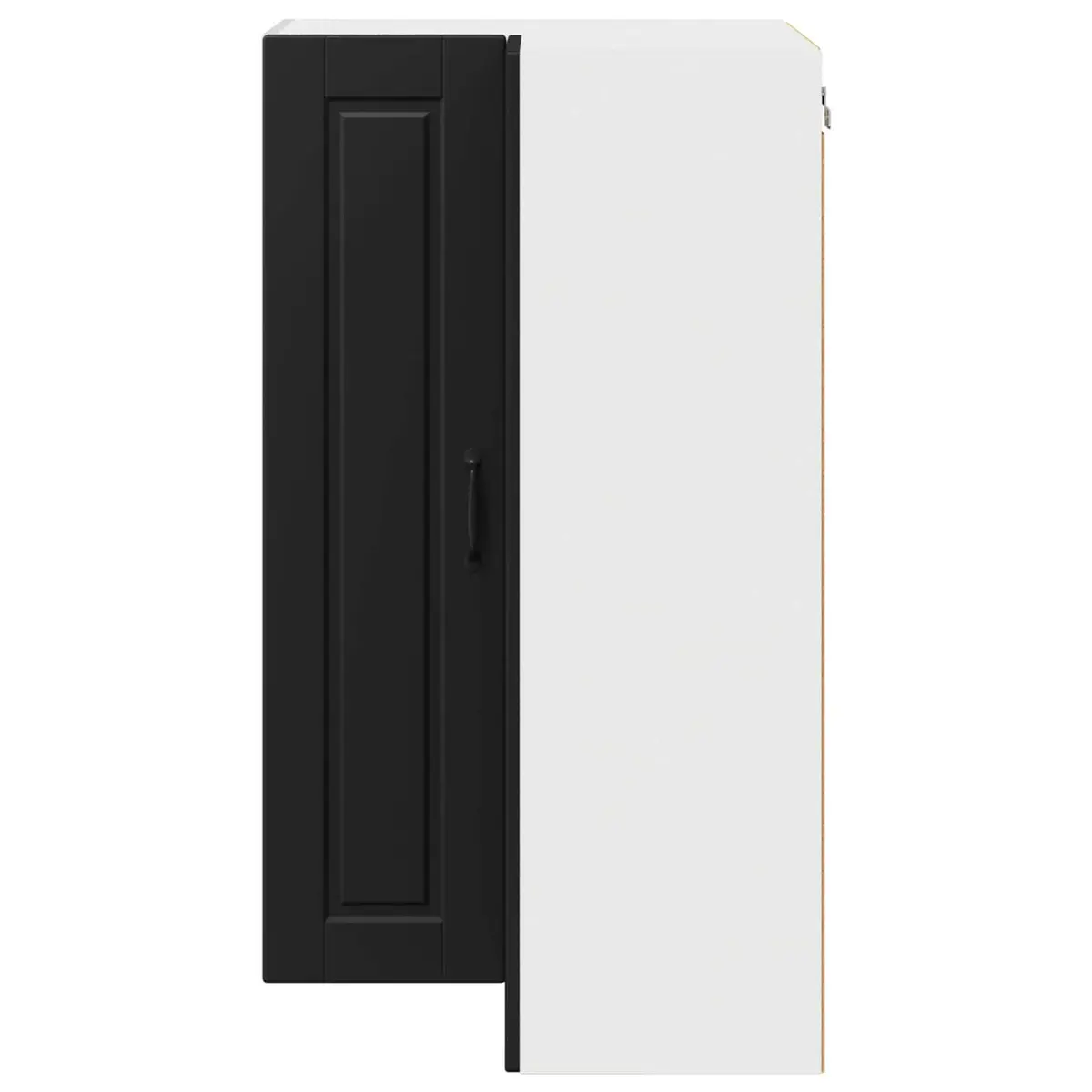 Black Wall-Mounted Corner Kitchen Cabinet with Storage Compartments 57x57x100cm