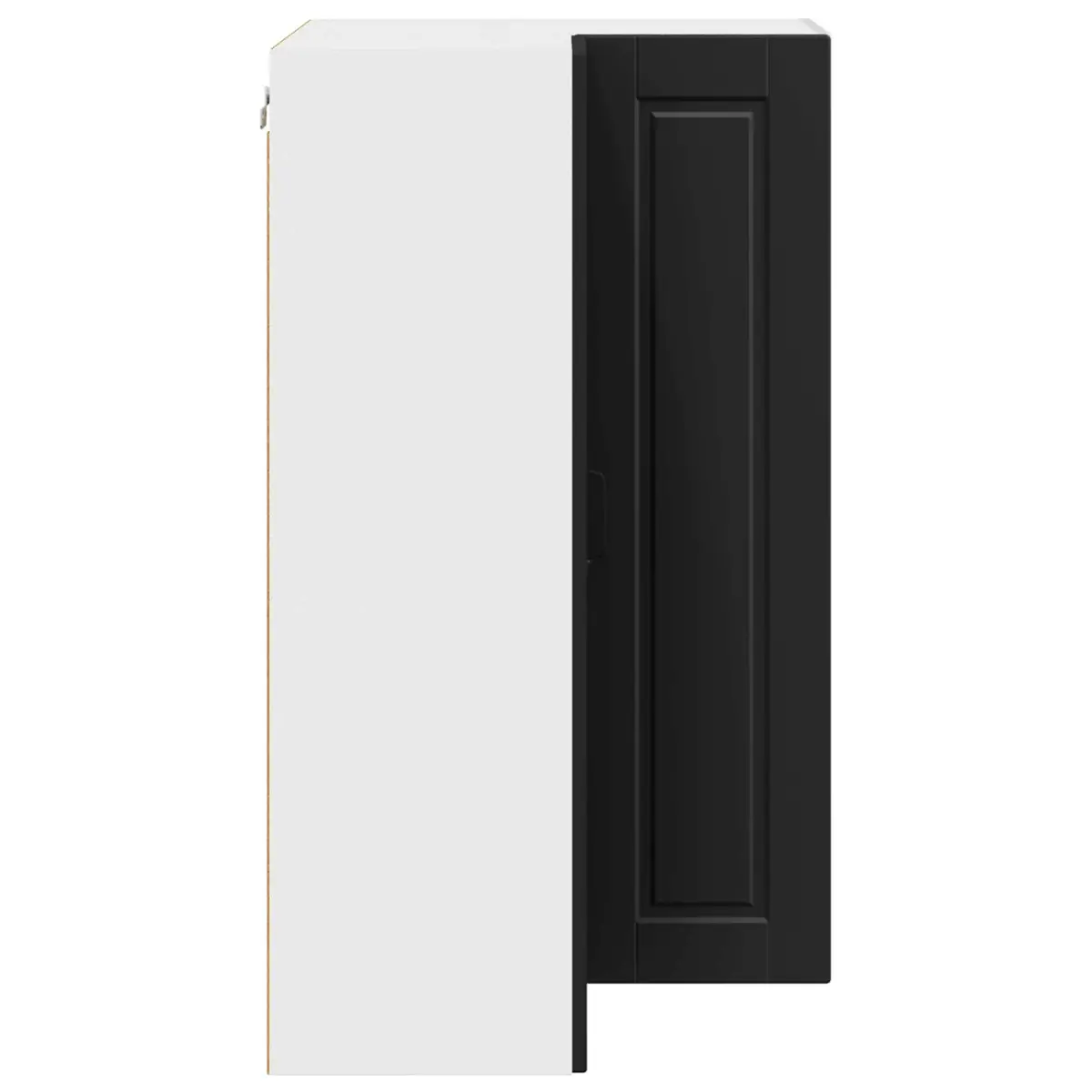 Black Wall-Mounted Corner Kitchen Cabinet with Storage Compartments 57x57x100cm