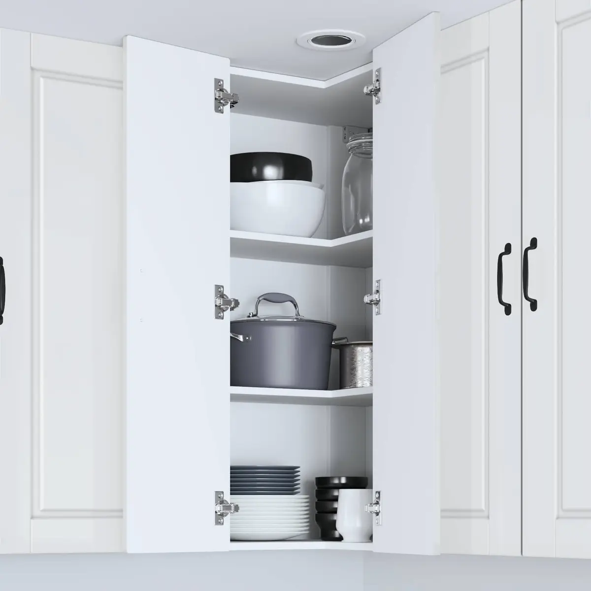 Wall Corner Kitchen Cabinet High Gloss White Modern Storage Unit Shelves