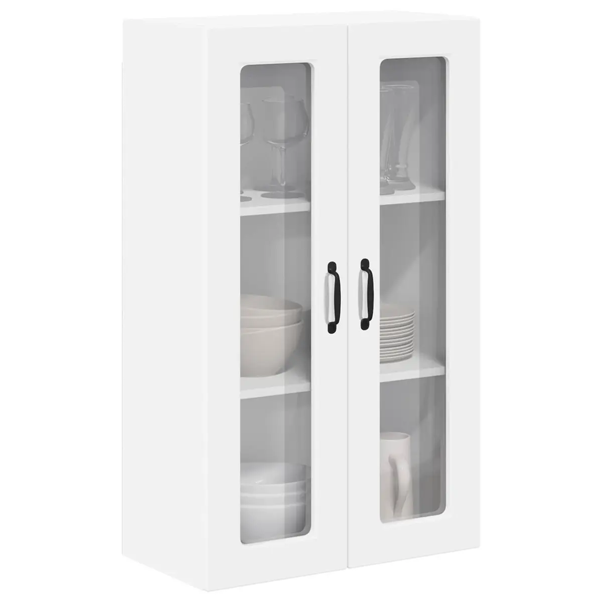 Kitchen Cabinet Wall-Mounted White Glass Front 60x31x100cm Engineered Wood Storage