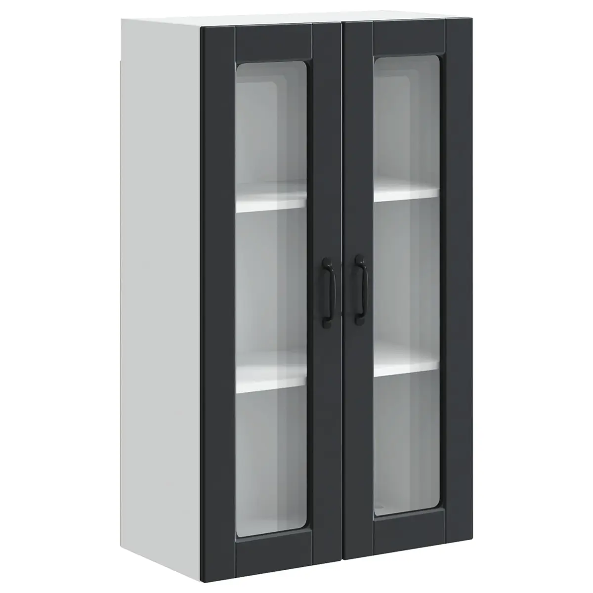 Black Glass Panel Wall-Mounted Kitchen Cabinet 60x31x100cm Engineered Wood