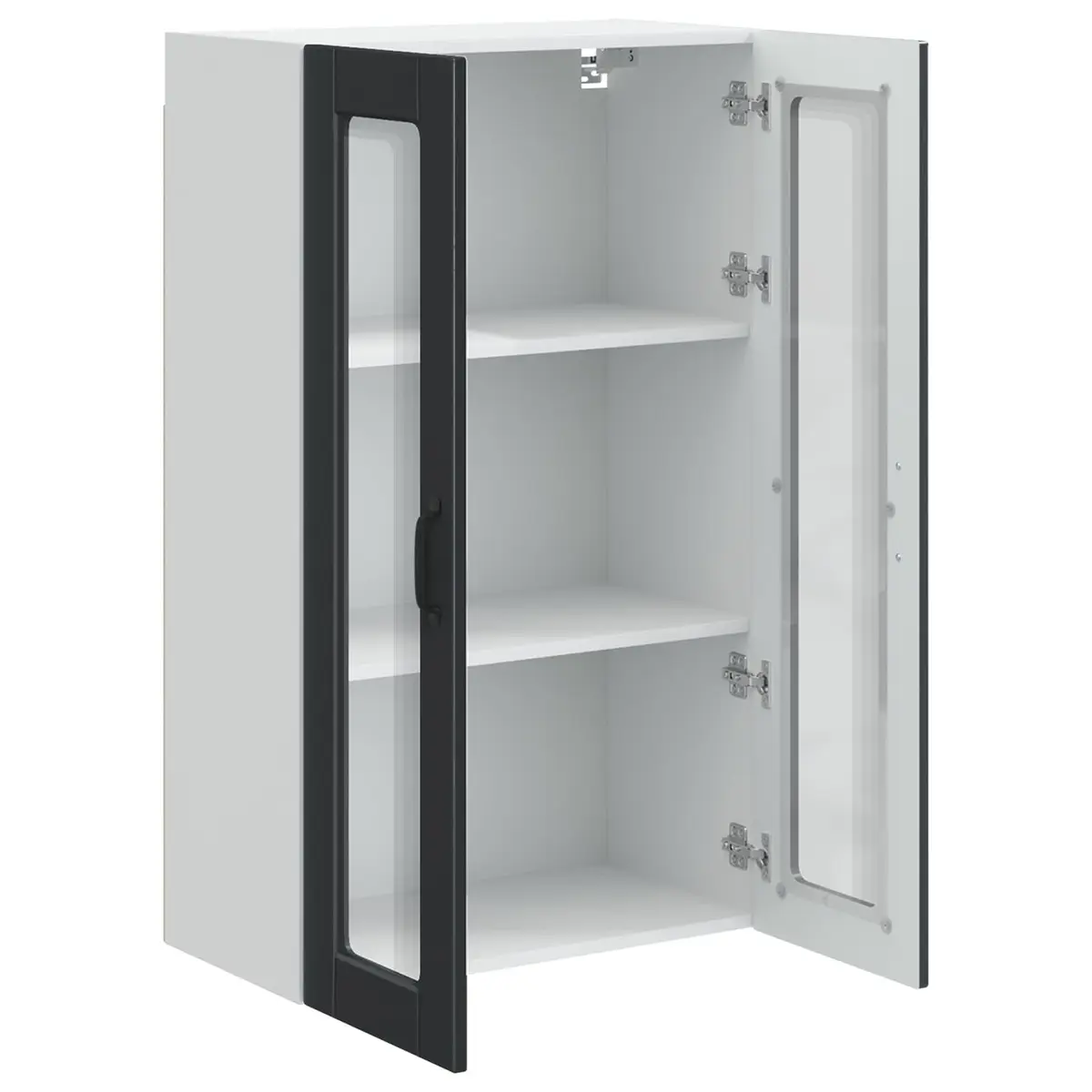 Black Glass Panel Wall-Mounted Kitchen Cabinet 60x31x100cm Engineered Wood
