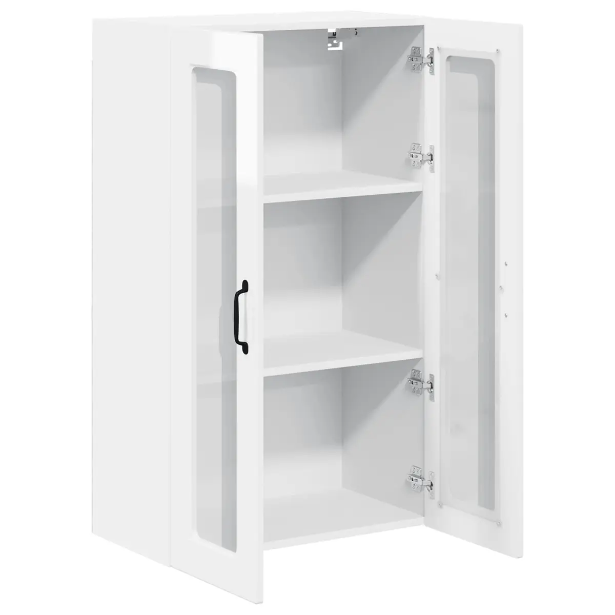 Wall Glass Cabinet High Gloss White Wall-Mounted Kitchen Storage Compartment 60 x 31 x 100 cm