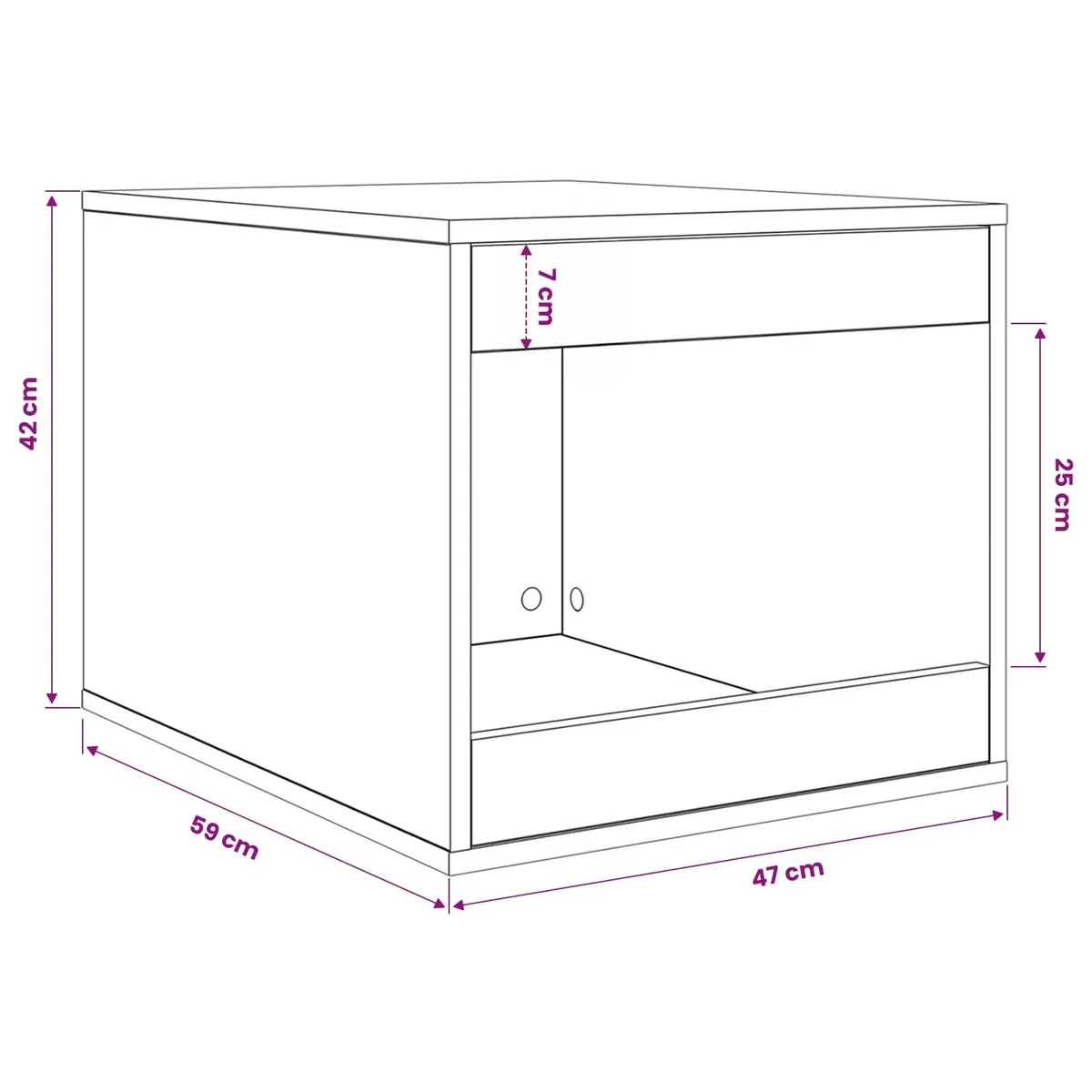 Cat Litter Box Enclosure Black Oak Wood Rectangular 47 x 59 x 42 cm