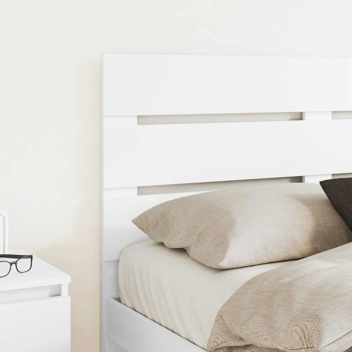 Engineered Wood Headboard Modern Minimalist White Rectangular