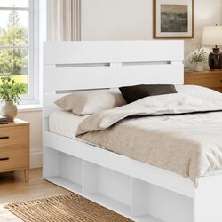 Friendly and Functional White Engineered Wood Headboard