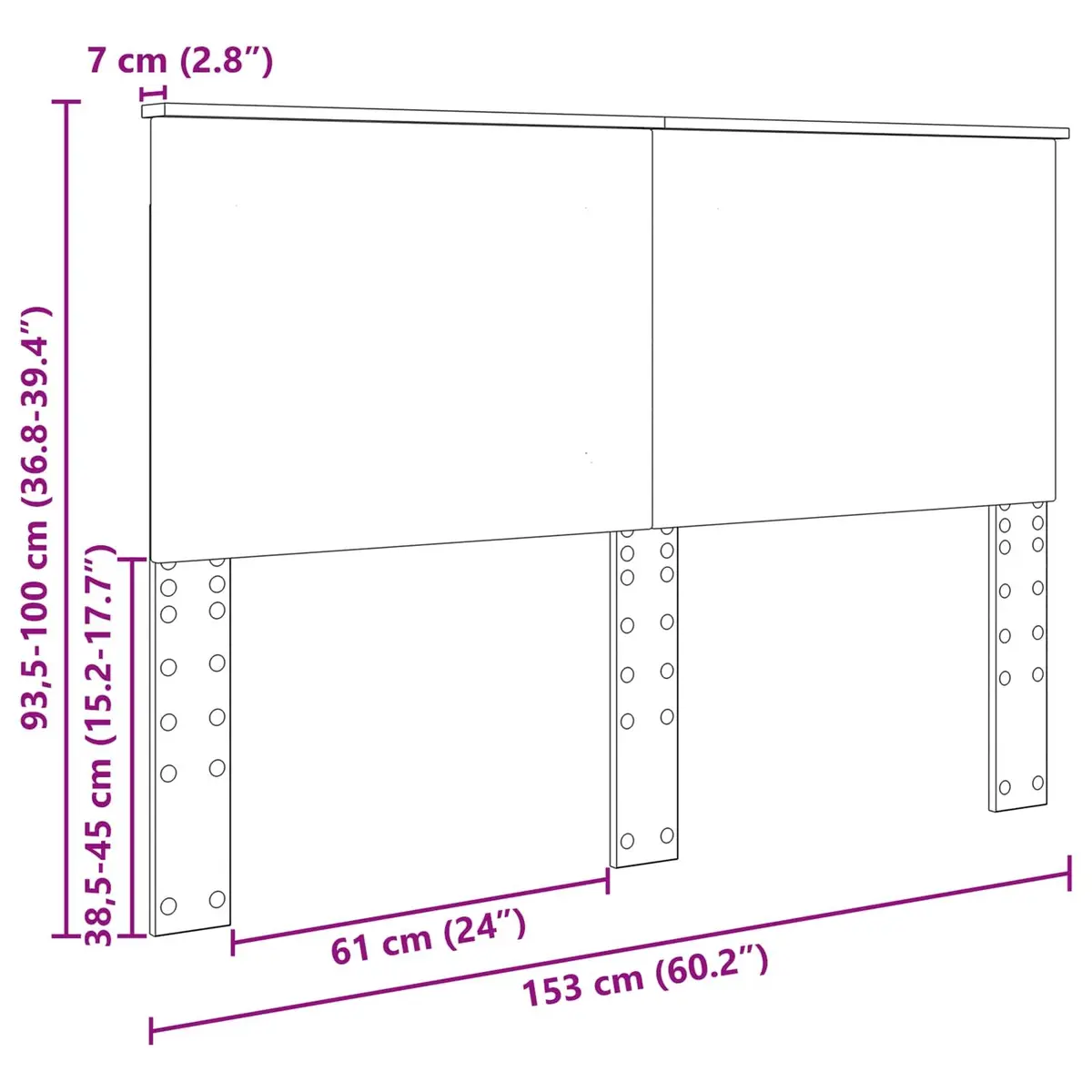 Headboard Adjustable Height 100 cm Wall-Mounted Engineered Wood Bedroom Furniture