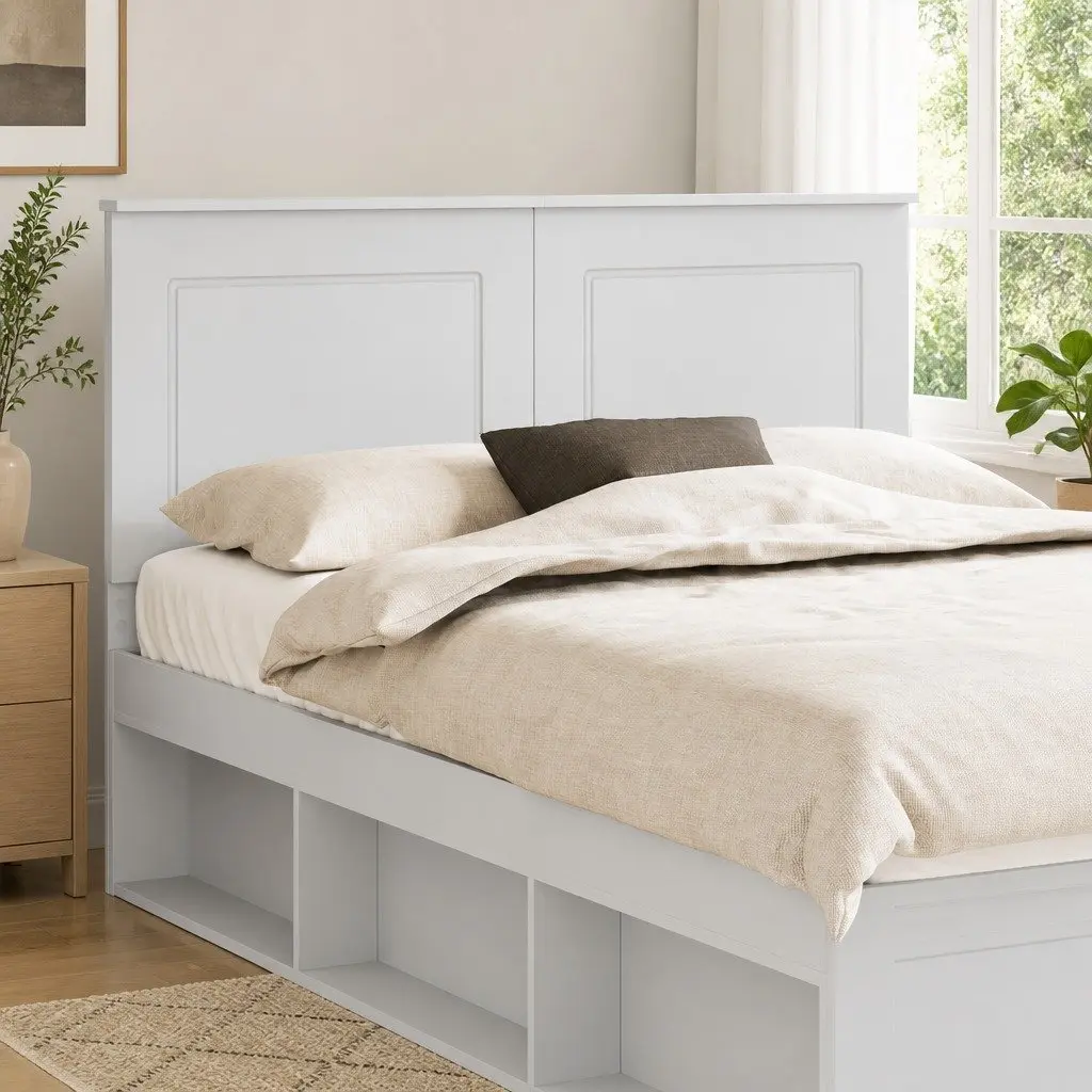Headboard White 100 cm Wall-Mounted Bedroom Adjustable Height Modern Engineered
