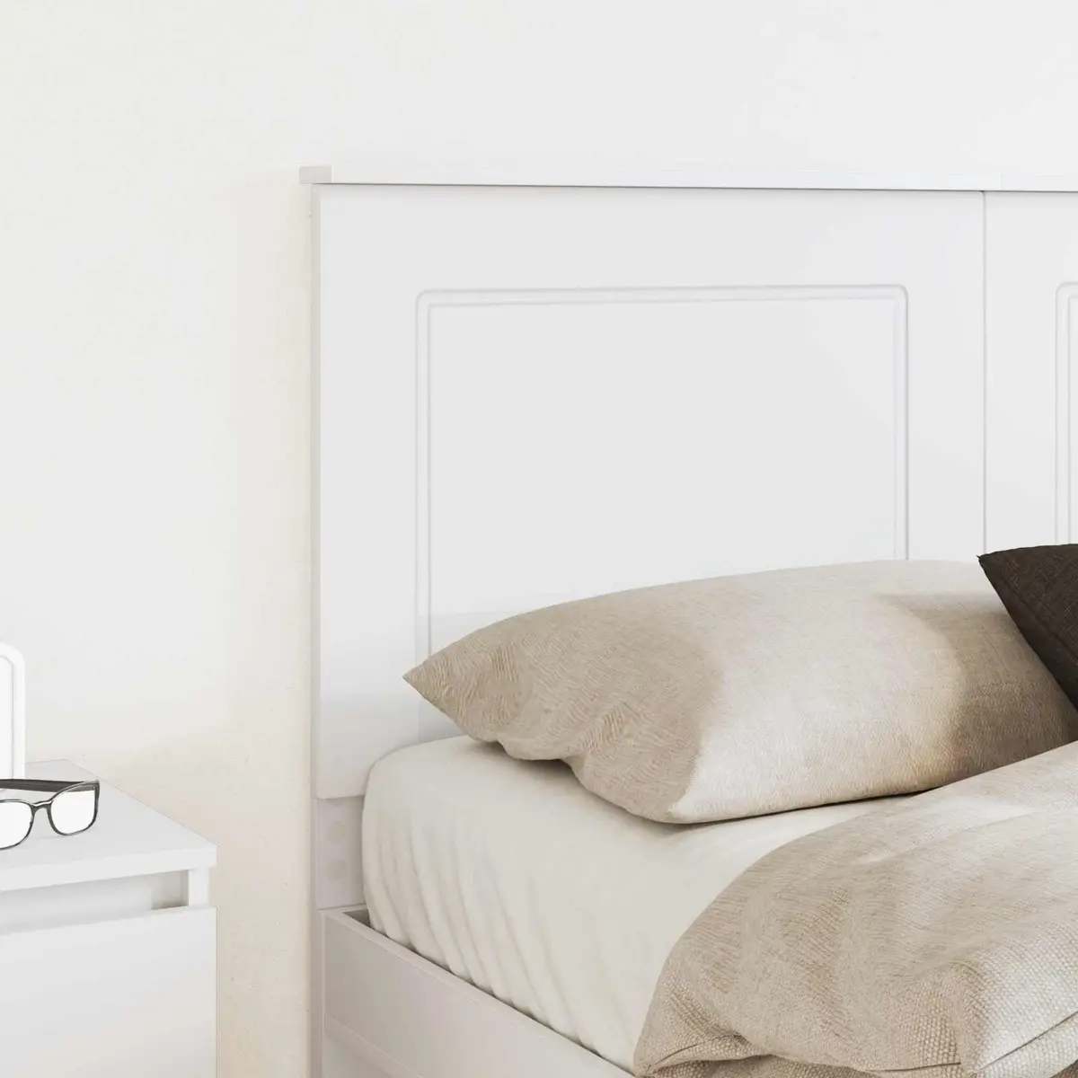 Headboard White 100 cm Wall-Mounted Bedroom Adjustable Height Modern Engineered
