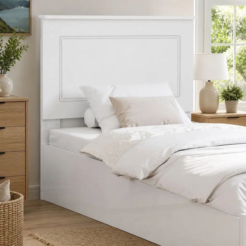 Headboard White Adjustable Height 100 cm Wall-Mounted Engineered Wood