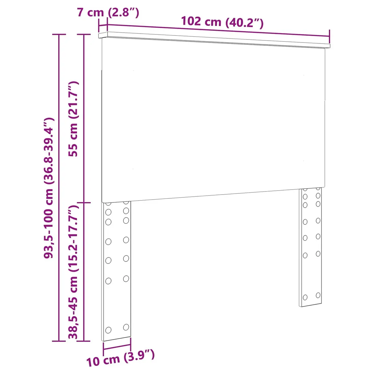Headboard White Adjustable Height 100 cm Wall-Mounted Engineered Wood