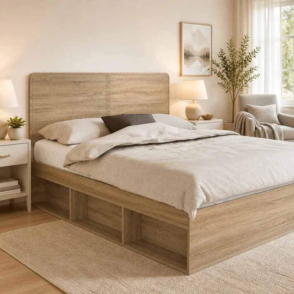 Headboard Modern Rectangle Engineered Wood Brown