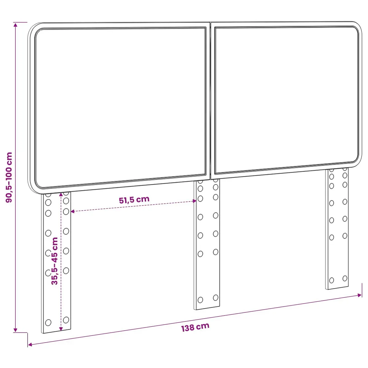 White Engineered Wood Headboard Modern Rectangle Bedroom Furniture Sleek Design