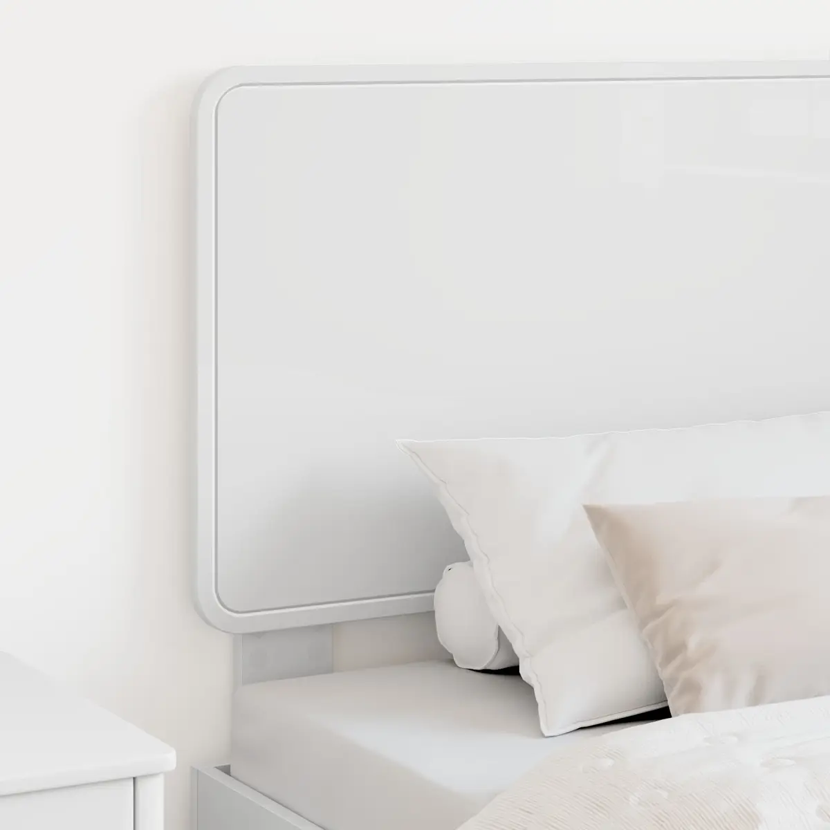 White Engineered Wood Headboard Modern Bedroom Furniture Rectangular Design