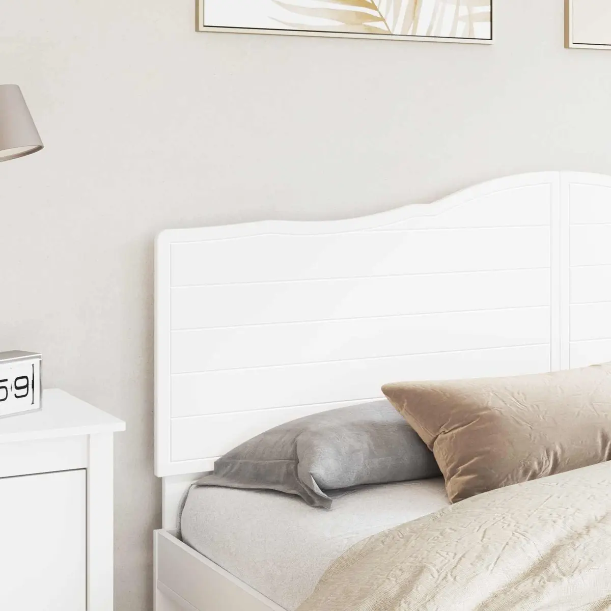 Headboard White Modern Bedroom Furniture Engineered Wood Wall Mounted Minimalist