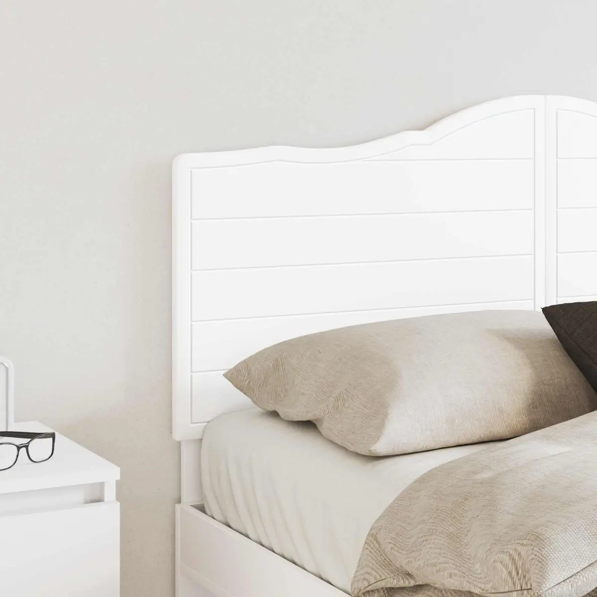 White Headboard Engineered Wood Modern Minimalist Wall Mounted