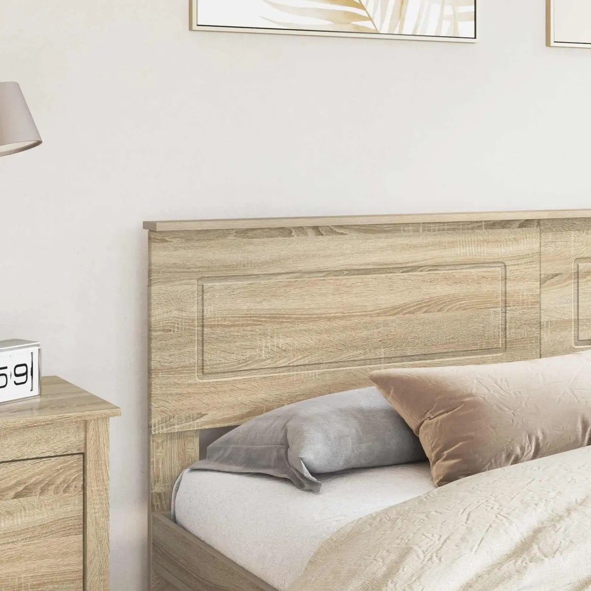 Rectangular Headboard Modern Brown Sonoma Oak Engineered Wood Bedroom Furniture