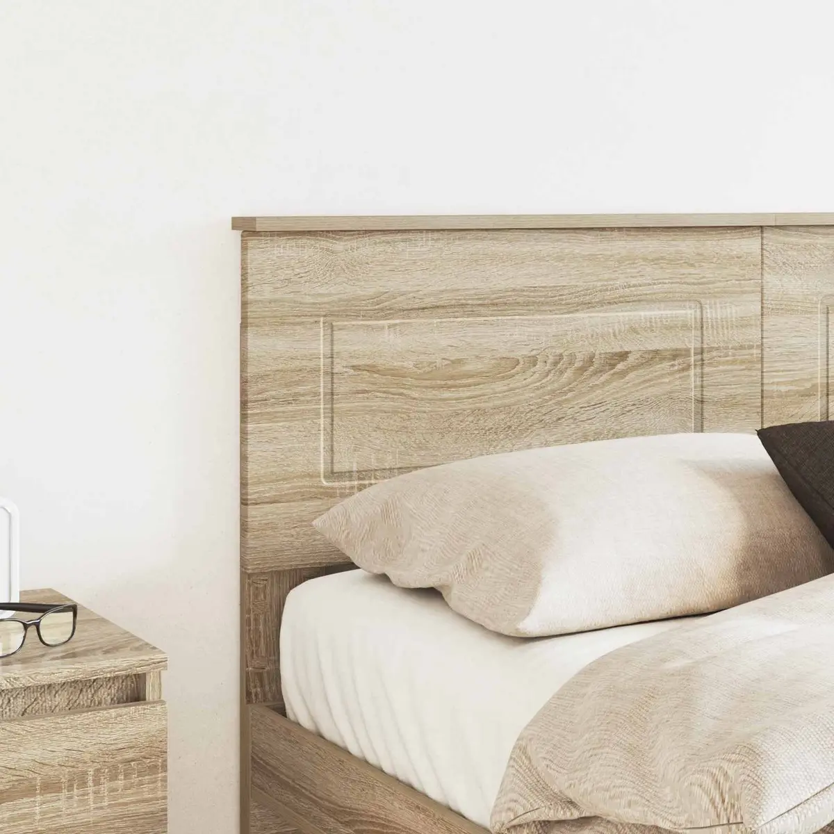 Rectangular Brown Headboard Engineered Wood Bedroom Furniture